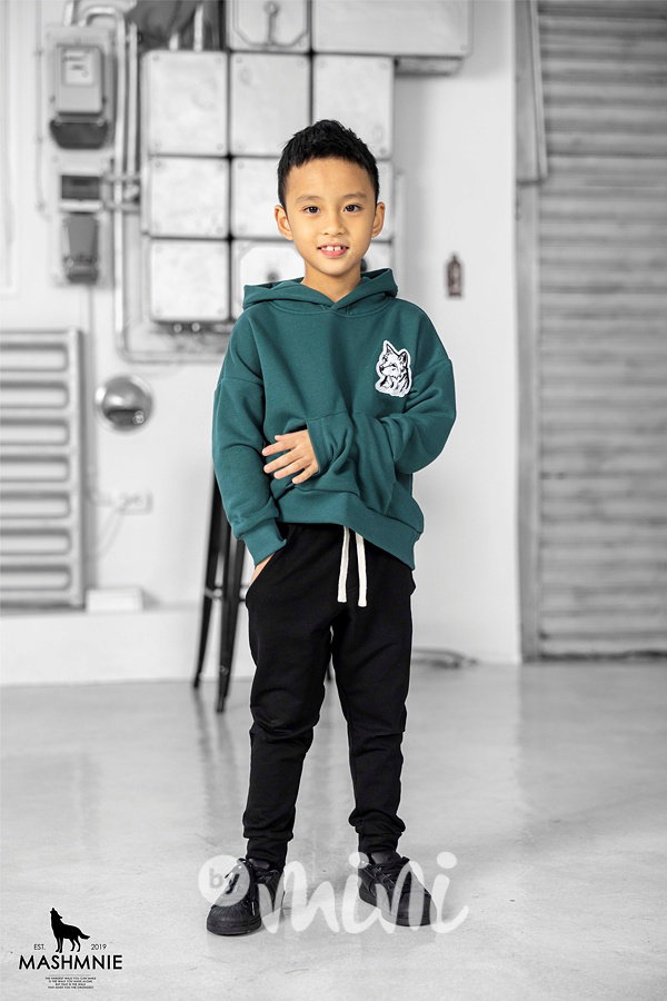 Mash Mnie hoodie mikina WOLF petrol