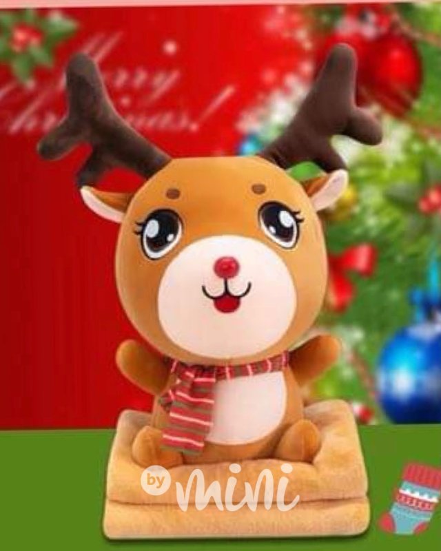 Maxi vánoční plyšák s dekou - cute sobík