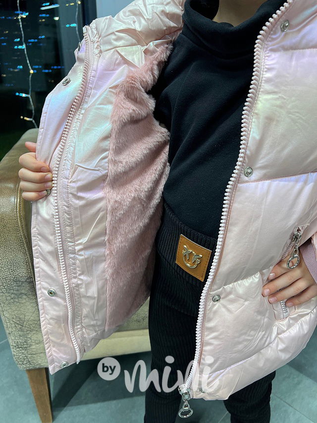 Zimní ombre metalická bunda pink