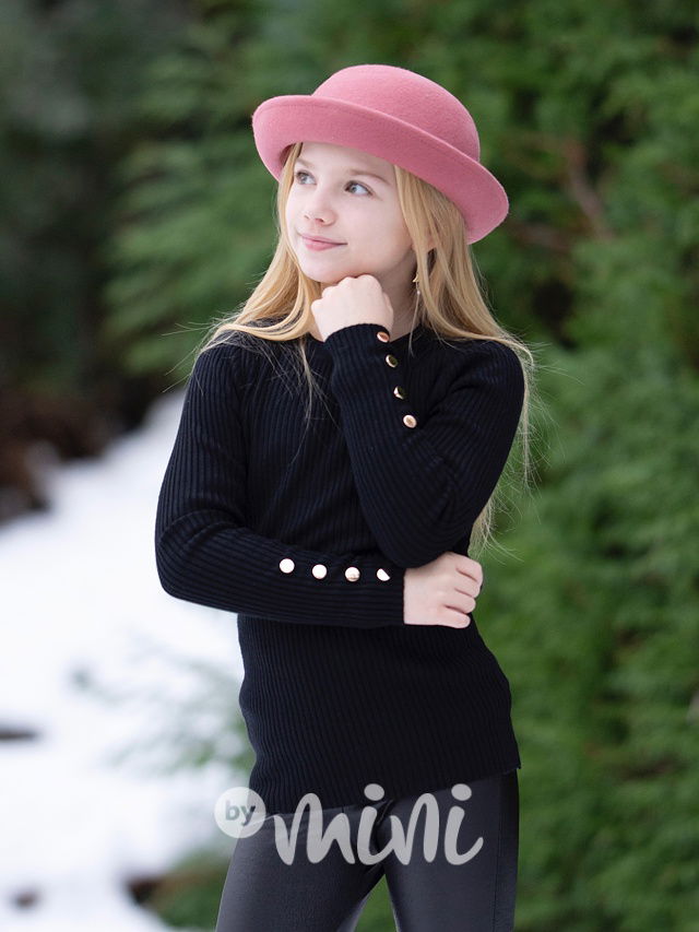 Stretch svetr s knoflíčky černý