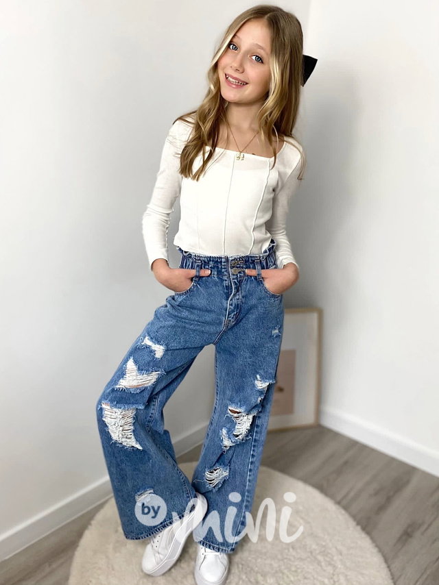 Fashion ripped maxi jeans švédy