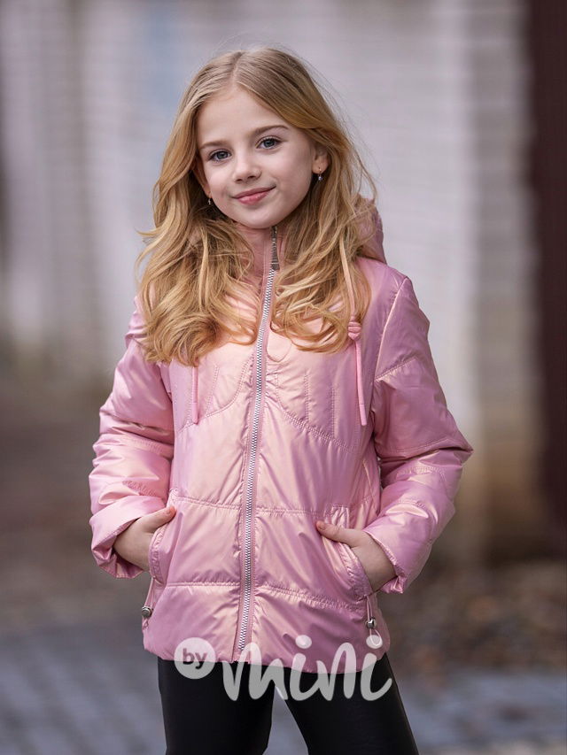Jarní metalická bunda pink