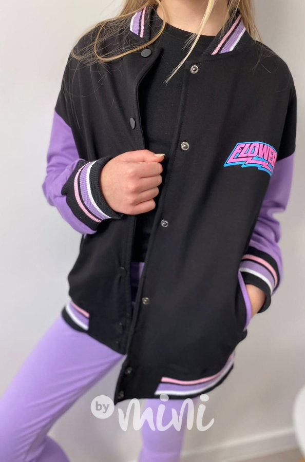Flower bomber mikina black/lila
