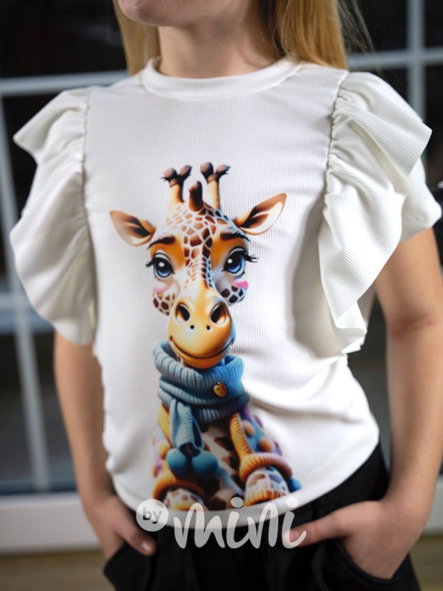 Bílá volánková blůzka žirafa