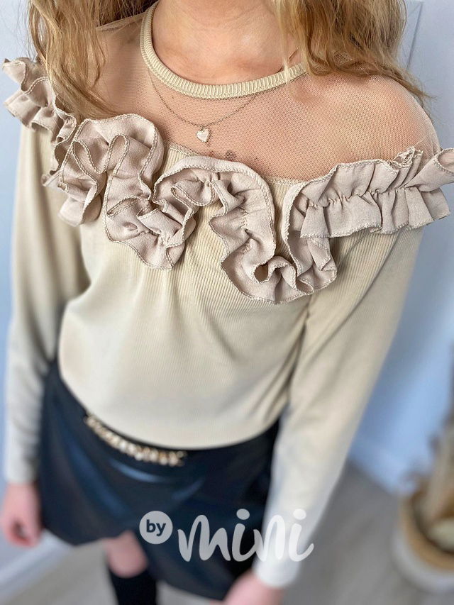 Glamour frill blůzka béžová