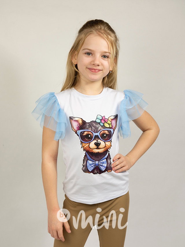 Blůzka s tylem fashionable white/blue