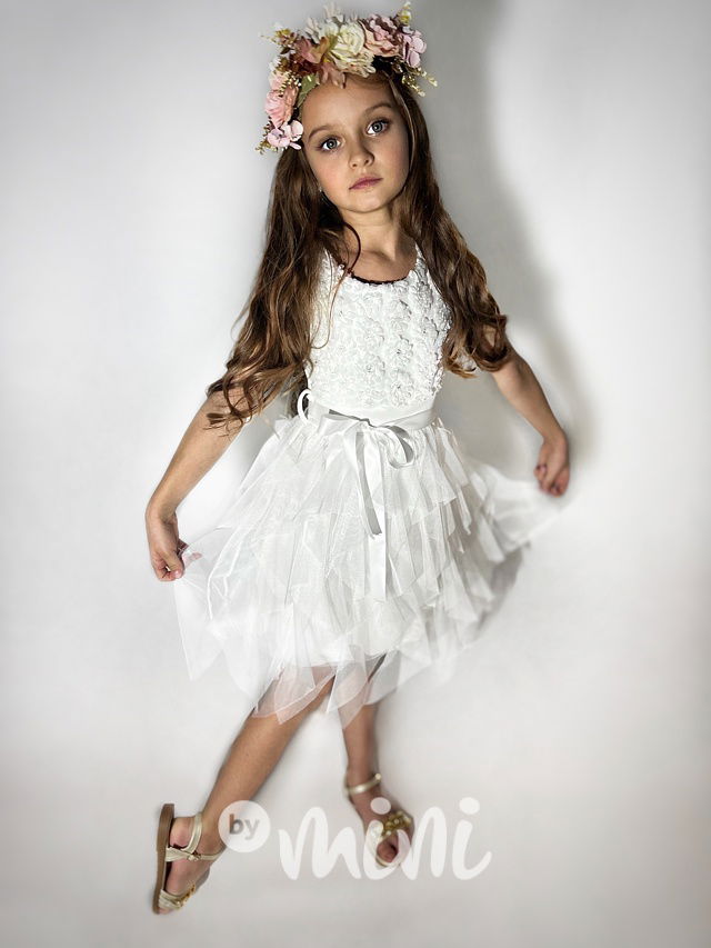 White blossom tylové šaty