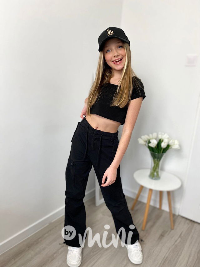 Maxi fashion švédy se šňůrkami černé