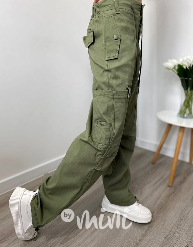 Maxi fashion švédy se šňůrkami khaki