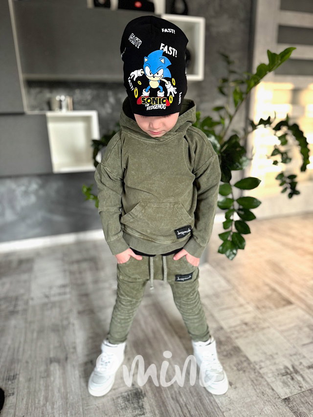 DESPACITO biker tepláky acid wash khaki