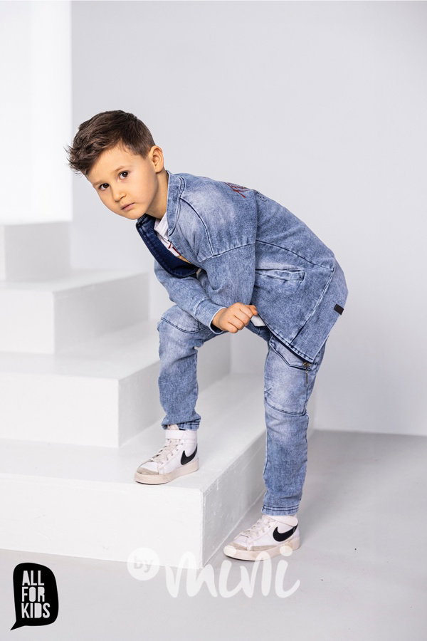 All for kids cargo denim kalhoty blue