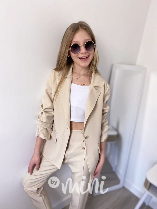 ELEGANT sako + kalhoty beige