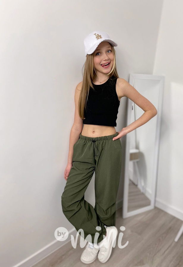 Volné relax kalhoty khaki