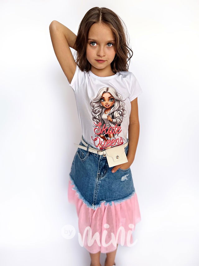 Denim sukně s růžovým tylem