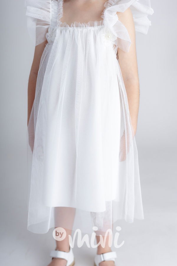 Volné tylové šaty bílé