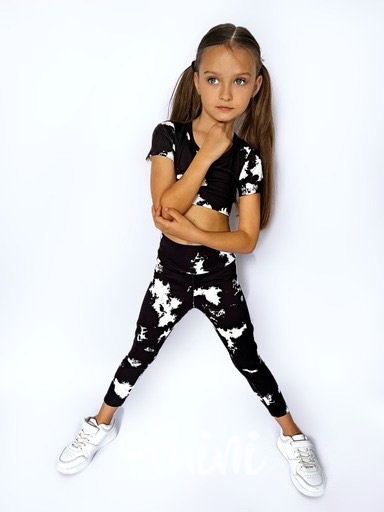 SPLASH crop top + legíny black/white