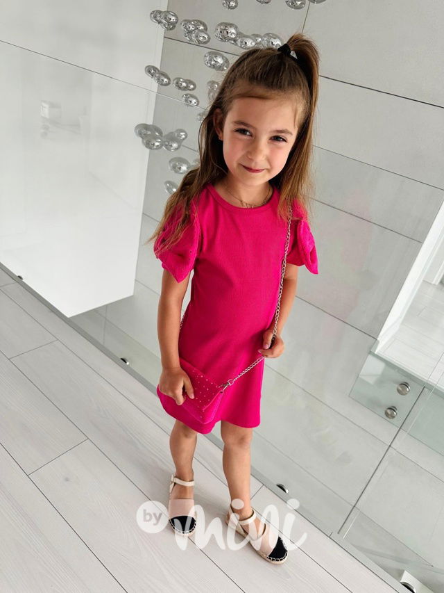 Mašličkové šaty s kabelkou malina