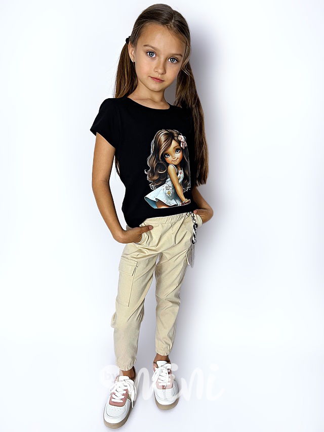 Beige cargo kalhoty s řetízkem