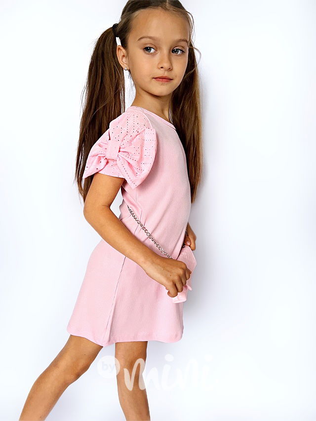 Mašličkové šaty s kabelkou sweet pink