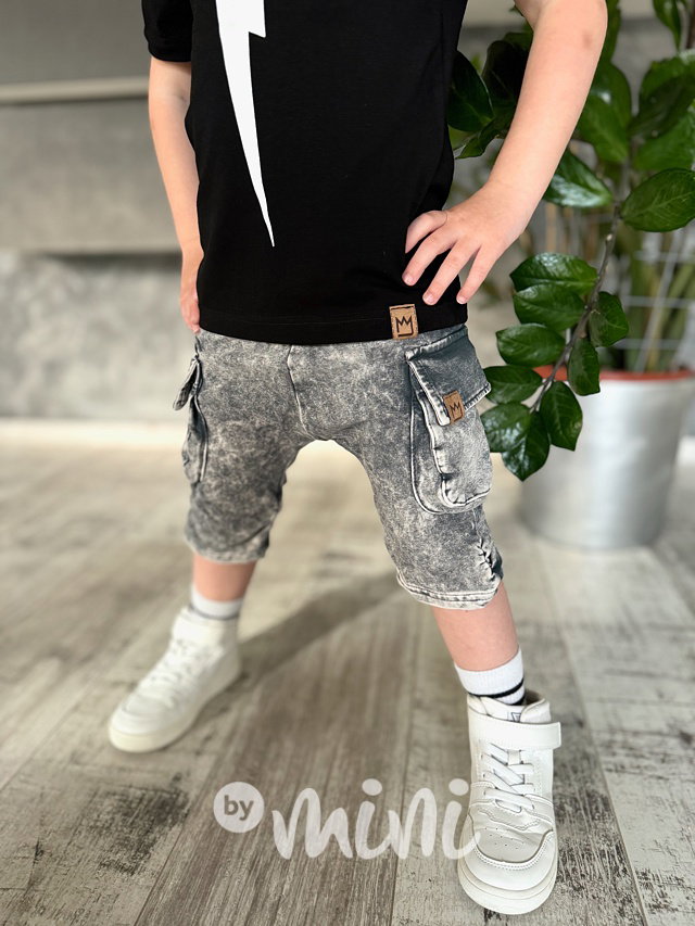Soft black denim shorts kapsáče