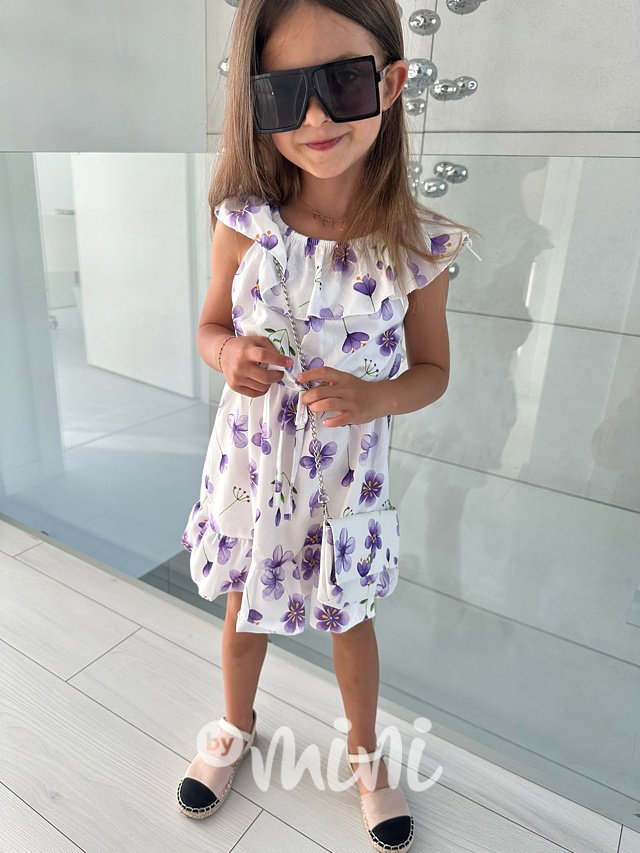 Lila blossom šaty s kabelkou
