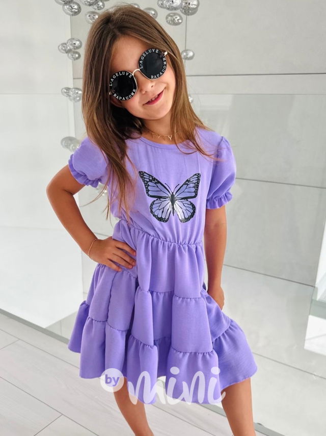 Šaty s motýlkem lila