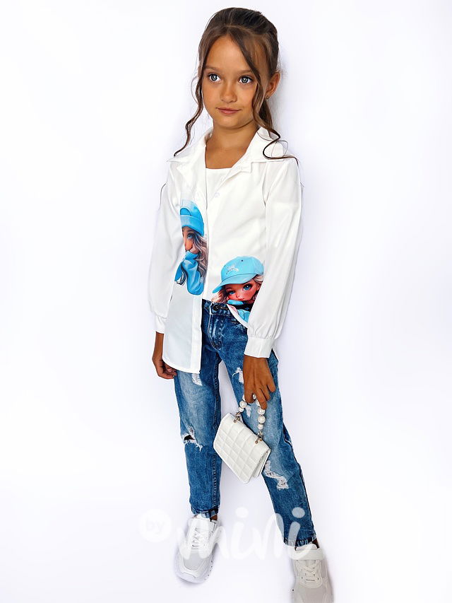 Cutie long košile white/blue
