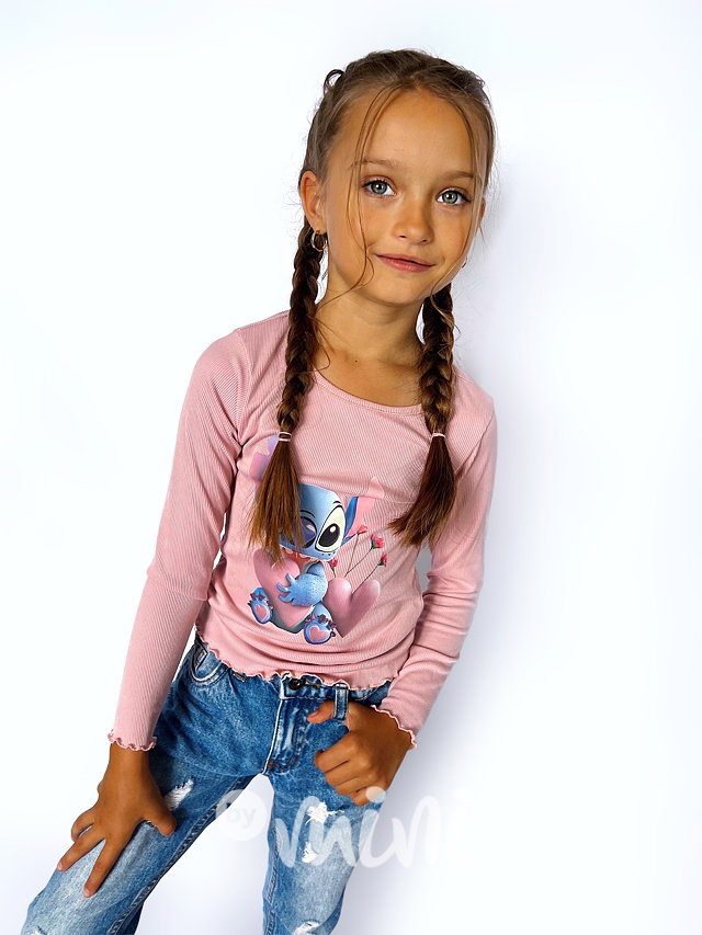 Lilo & Stitch žebrovaná blůzka růžová
