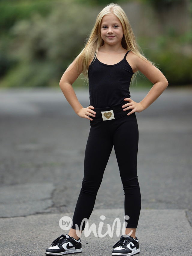 LOVE žebrované legíny black