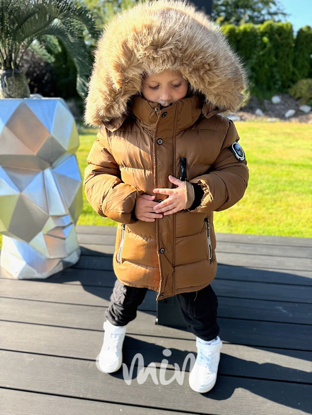 Zimní parka s kožíškem béžová