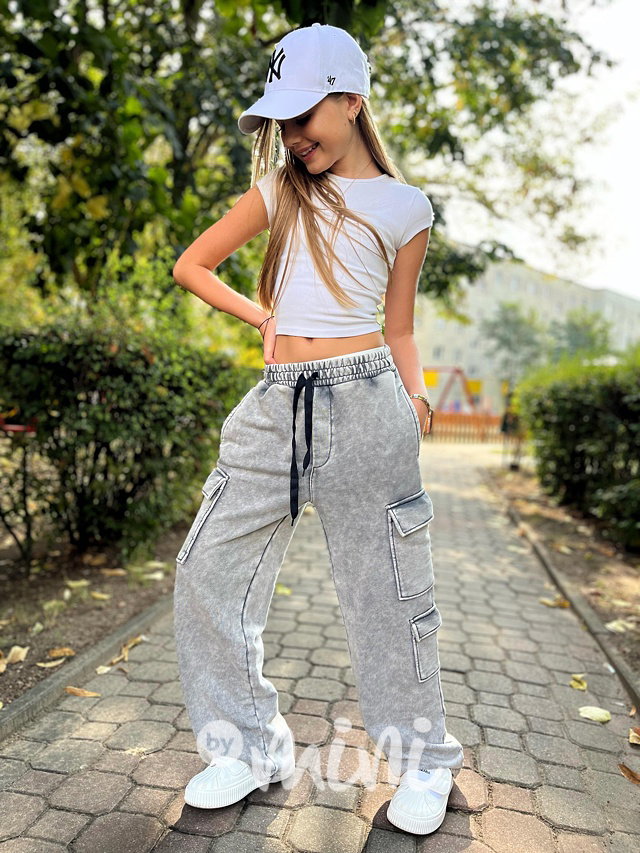 Soft denim maxi cargo kalhoty