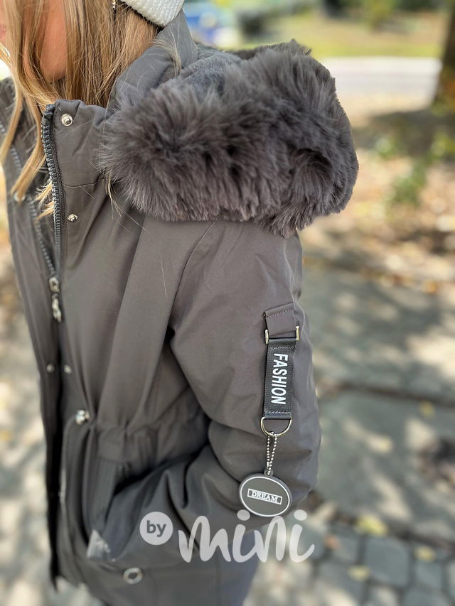 Šedá zimní sporty parka