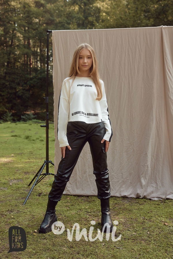 All for kids eco leather cargo kalhoty černé