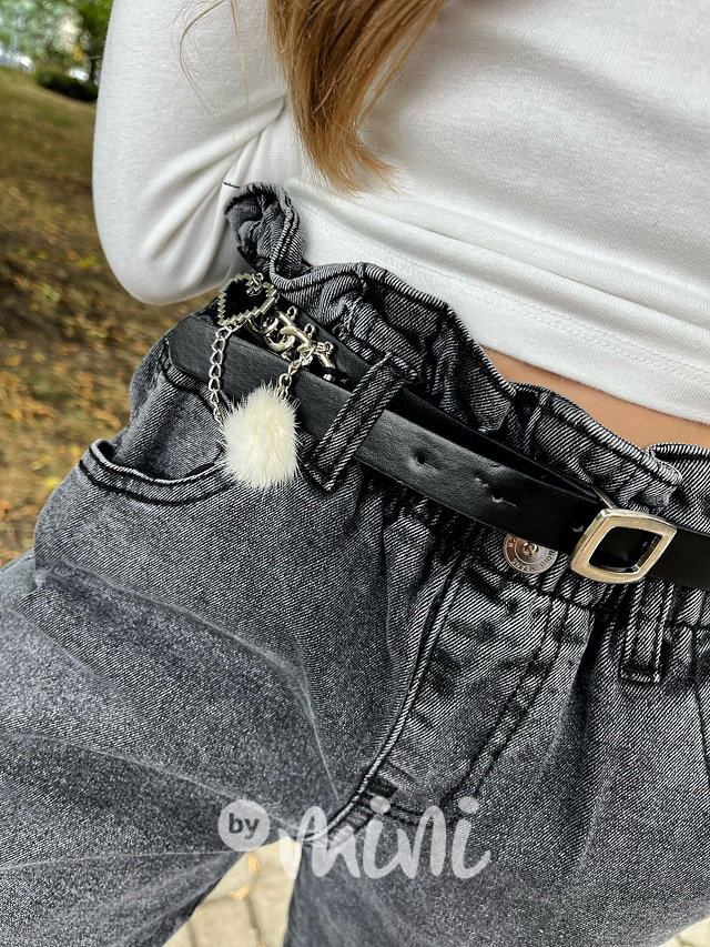 Zateplené grey denim švédy s páskem