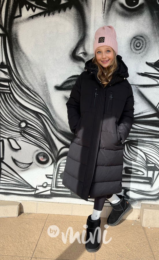 Maxi dlouhý zimní kabát DESIGN černý