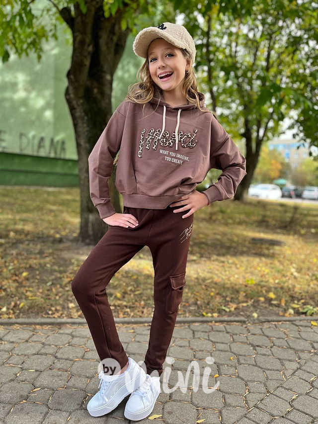 Zateplené tepláky Made with love hnědé