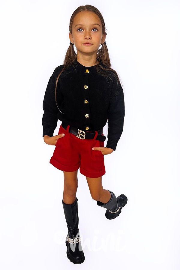 Teplé kraťasy s páskem červené