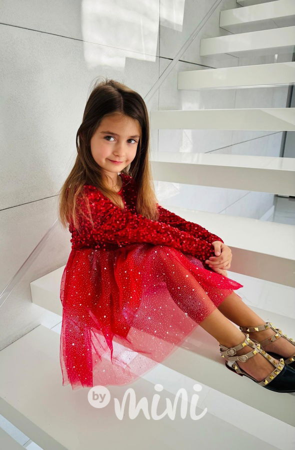 PREMIUM slavnostní šaty s flitry červené