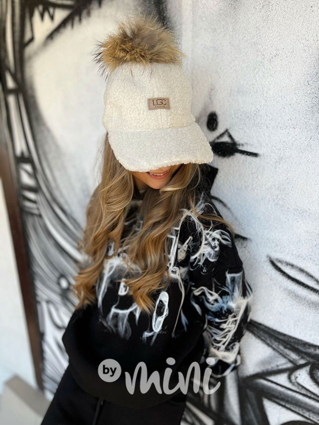 Alpaka kšilt s bambulkou off white