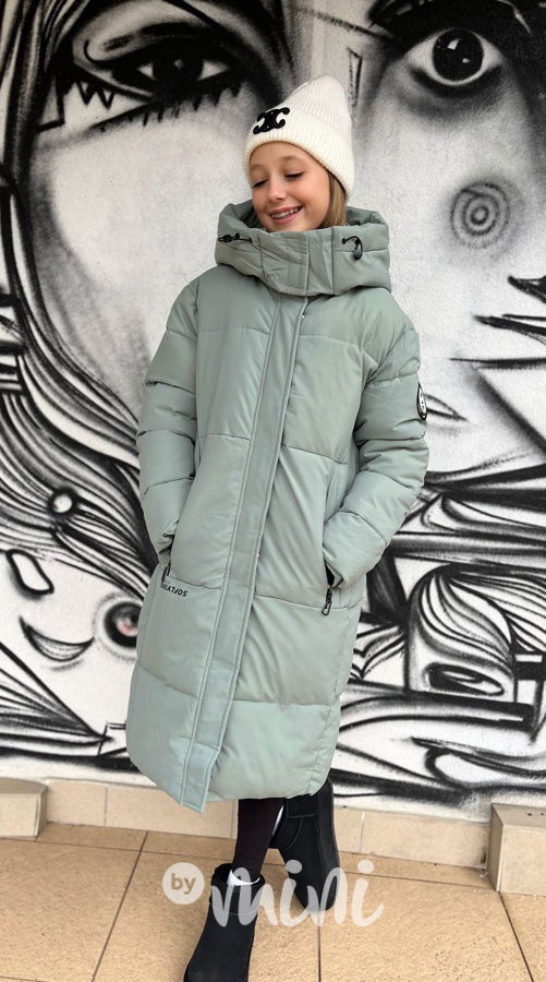 Maxi dlouhý zimní kabát SPORTY mint
