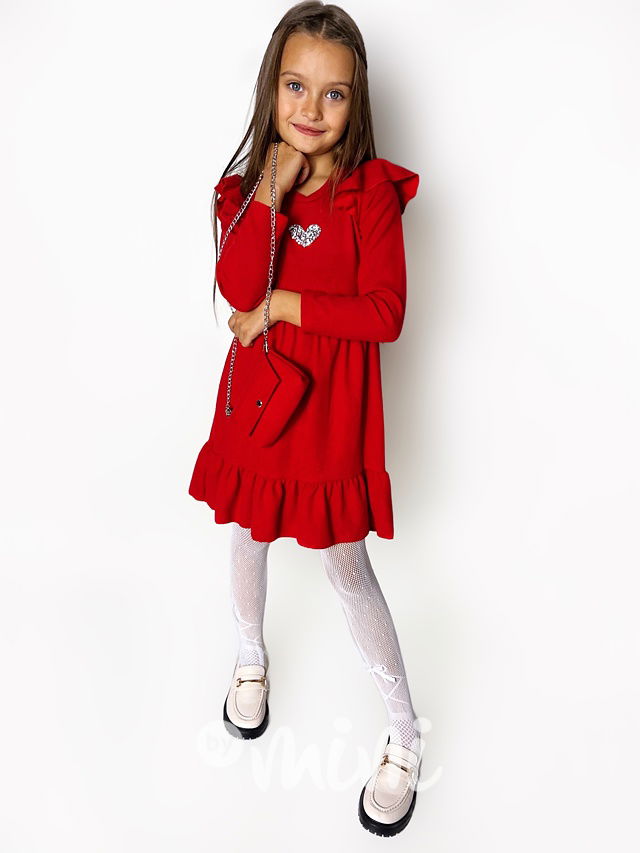 Červené šaty HEART s kabelkou