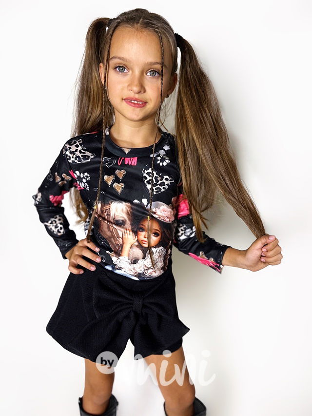 Zateplená blůzka Girl & Horse černá