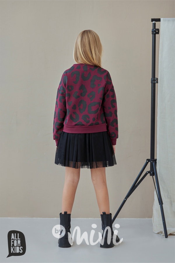 All for kids leopard mikina bordo