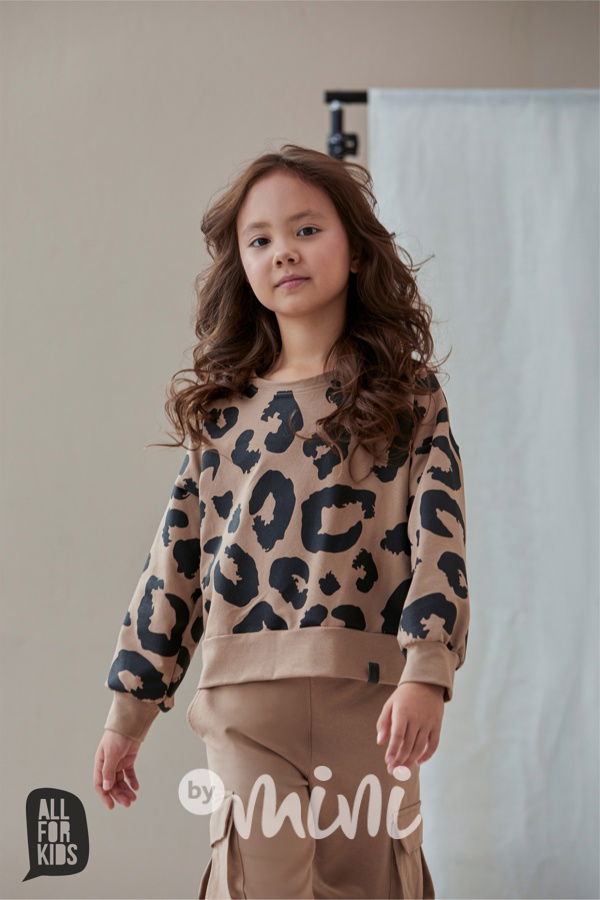 All for kids leopard mikina beige