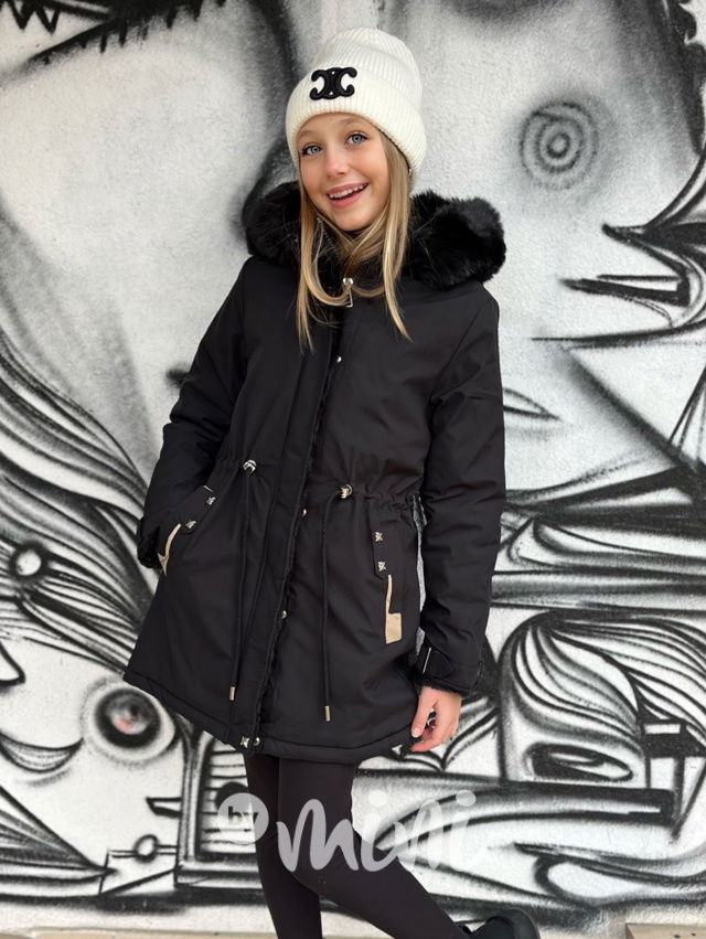 Zimní kožíšková parka černá