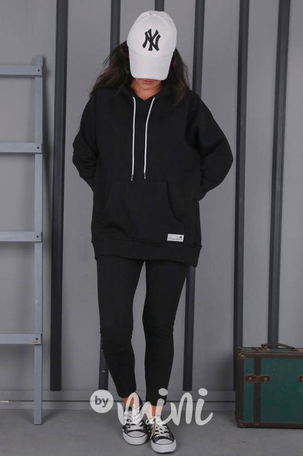 Zateplená oversize relaxed mikina černá