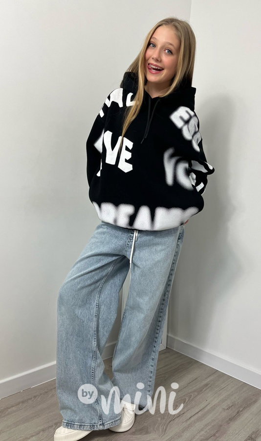 Zateplená oversize mikina Letters black