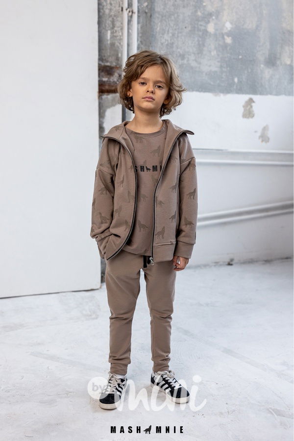 Mash Mnie long mikina na zip WOLF beige