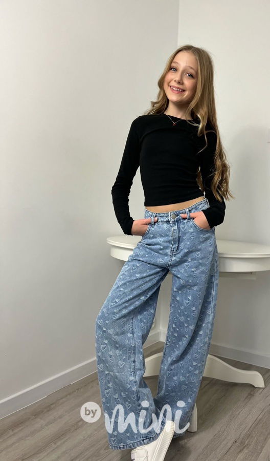 Široké HEART jeansy blue