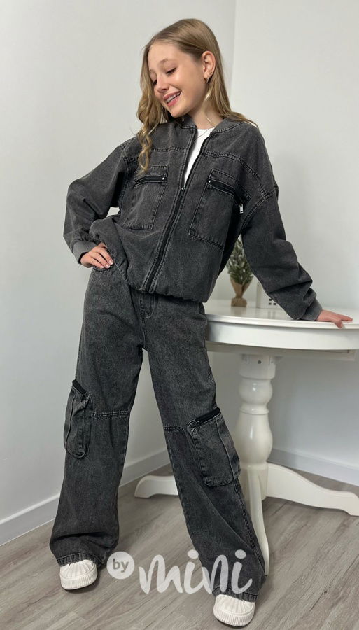 Oversize denim bunda + volné jeansy
